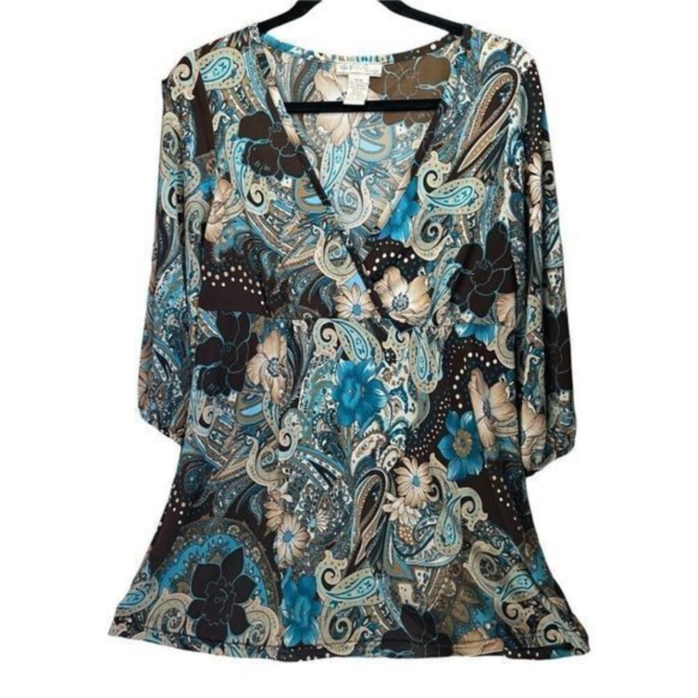 FYLO By Nylon Womens Plunge V-Neck Top Floral Boho Size M
